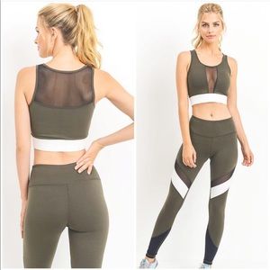 Mono B Olive and White Top and Leggings Set